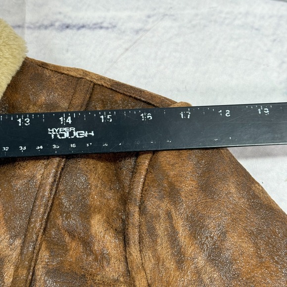 Vintage Audrey Talbott Carmel Brown Shearling Trimmed Bomber Jacket Size 6 - Picture 5 of 13